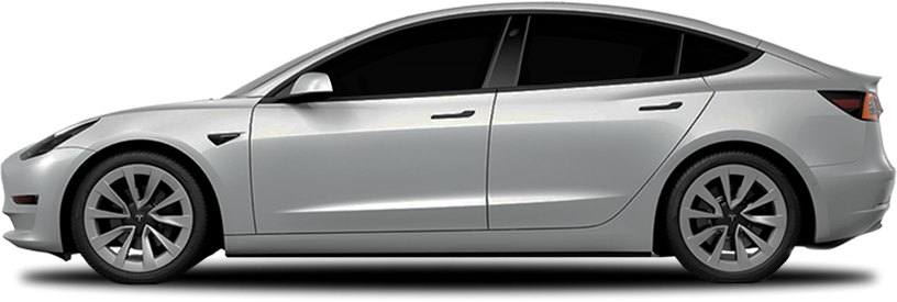Third identical image of a silver Tesla Model 3 side profile, used in sequence for visual demos