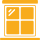 Orange icon of a four-panel residential window, representing home window tinting or film installation