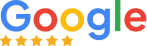 Google Reviews logo featuring multicolored “Google” text and five gold stars